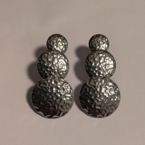 Textured‎ Silver Circle Earrings